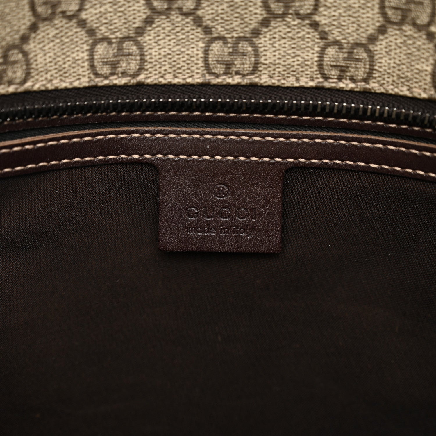 Gucci GG Supreme Monogram Large Zippered Shopping Tote Brown 6 of 11