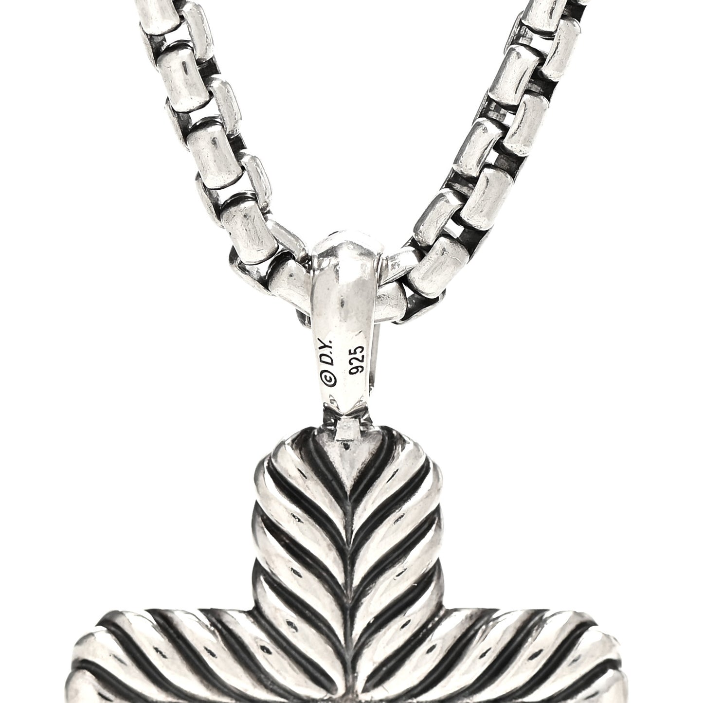 Sterling Silver Black Diamond Chevron Cross Pave Pendant Necklace