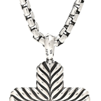 David Yurman Sterling Silver Black Diamond Chevron Cross Pave Pendant Necklace 4 of 5