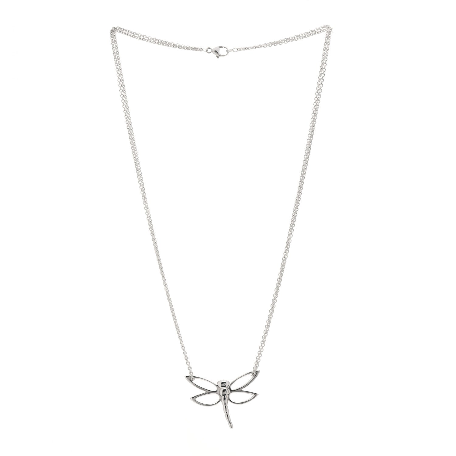 Tiffany Sterling Silver Dragonfly Pendant Double Chain Necklace 3 of 4