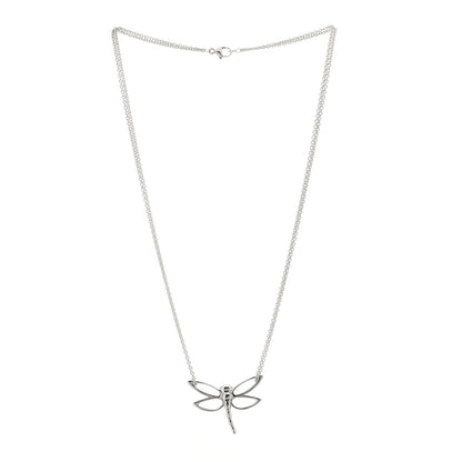 Tiffany Sterling Silver Dragonfly Pendant Double Chain Necklace 3 of 4