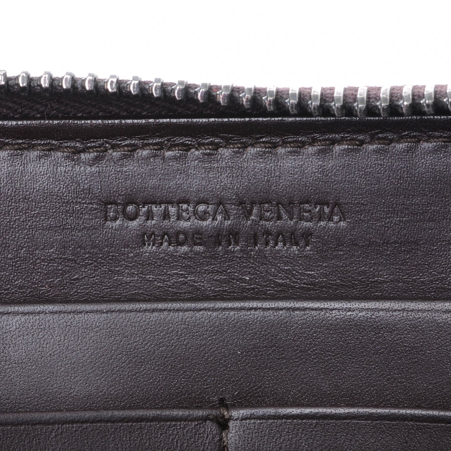 Nappa Intrecciato Zip Around Wallet Ebano