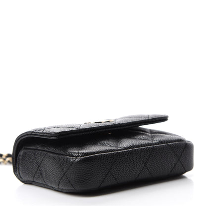 Chanel Caviar Quilted Pearl Card Holder On Chain Black 4 of 11