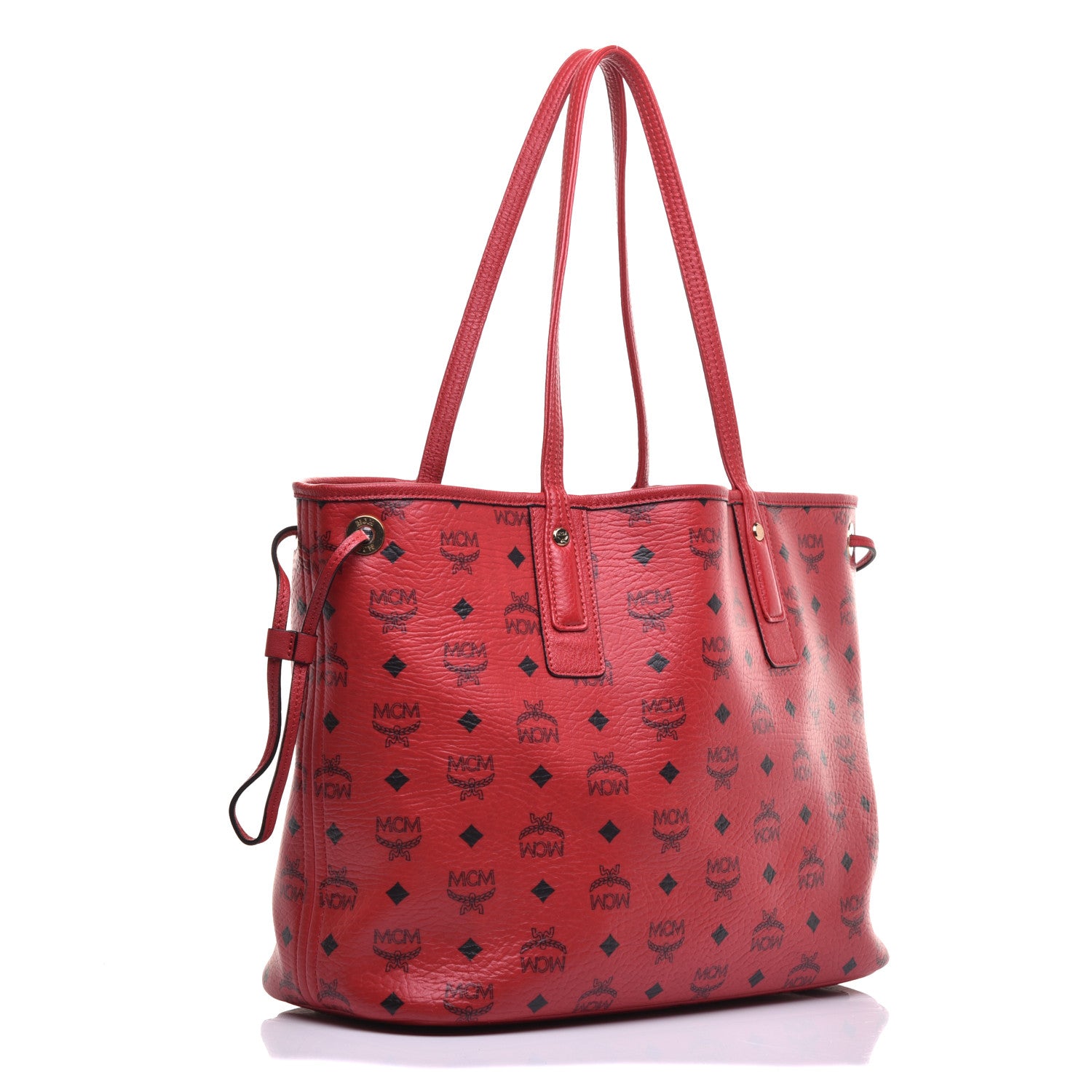 MCM Visetos Medium Liz Reversible Shopper Tote Ruby Red 5 of 16
