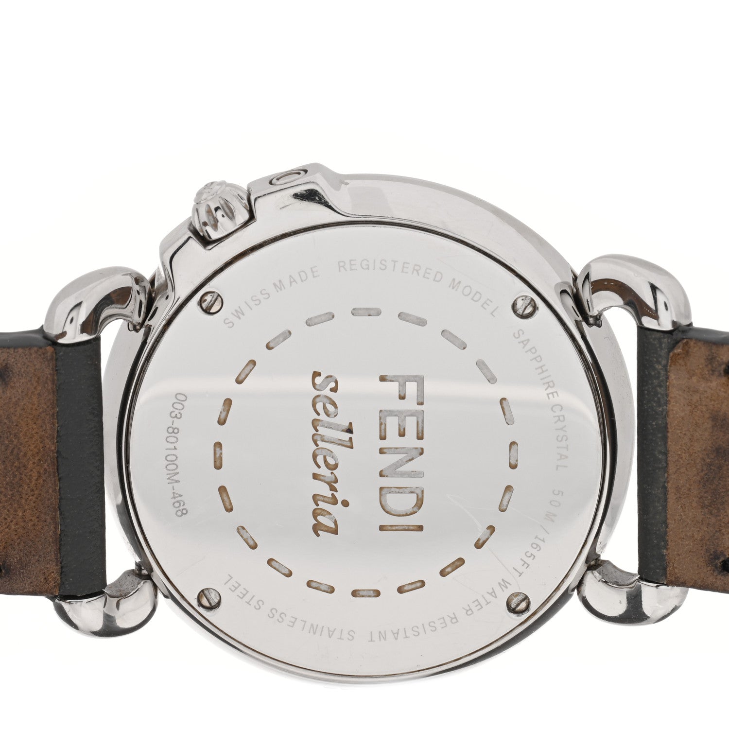 Fendi Stainless Steel Calfskin Diamond Bezel Mother of Pearl 36mm Selleria Quartz Watch 4 of 5