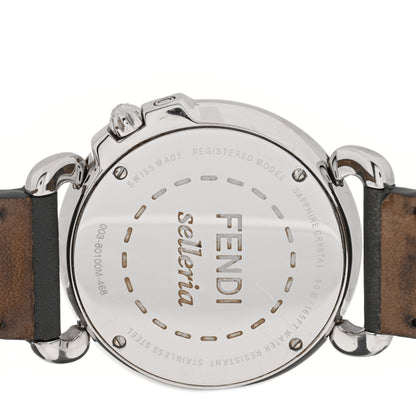 Fendi Stainless Steel Calfskin Diamond Bezel Mother of Pearl 36mm Selleria Quartz Watch 4 of 5