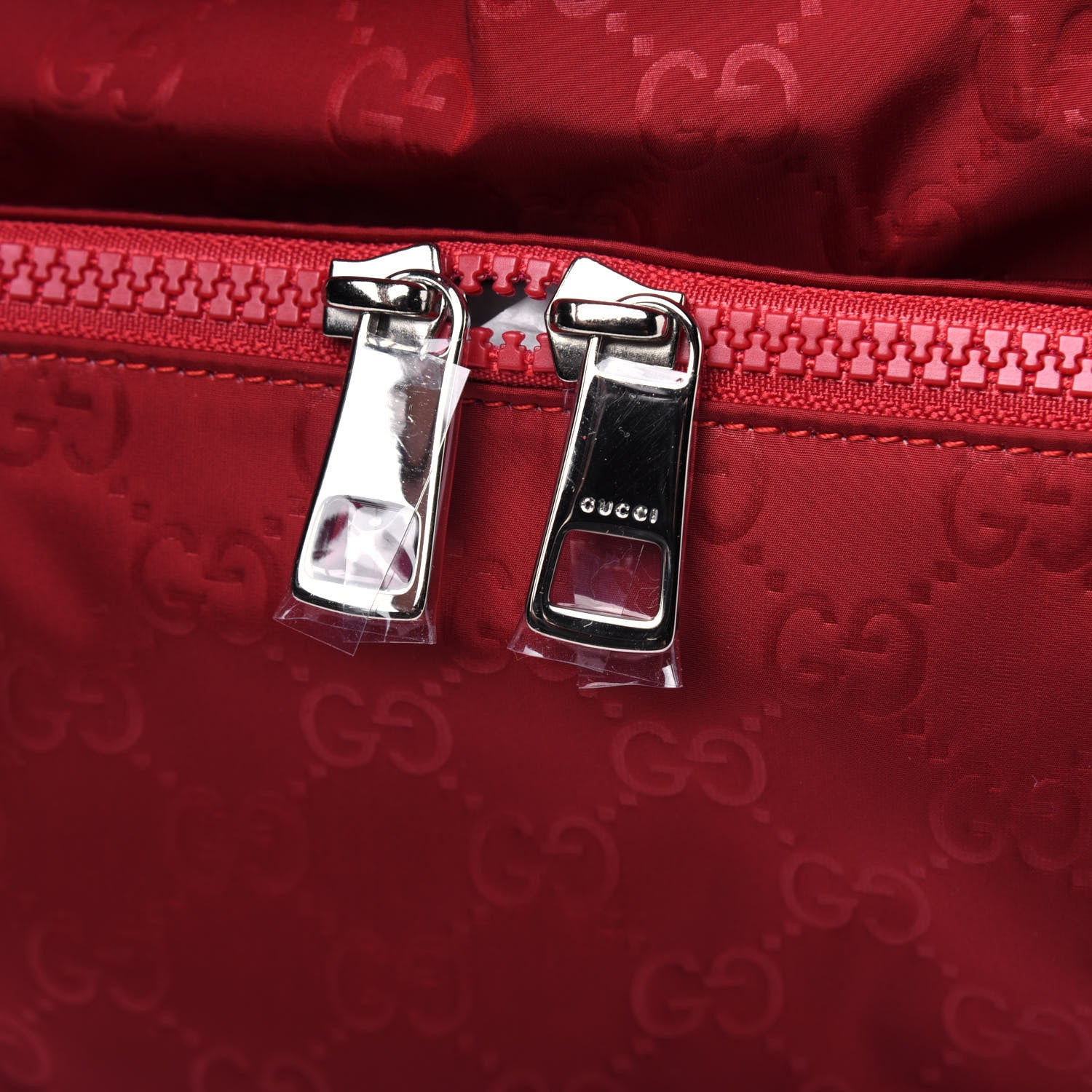 Gucci Nylon Monogram Double Buckle Flap Messenger Bag Vibrant Red 12 of 12
