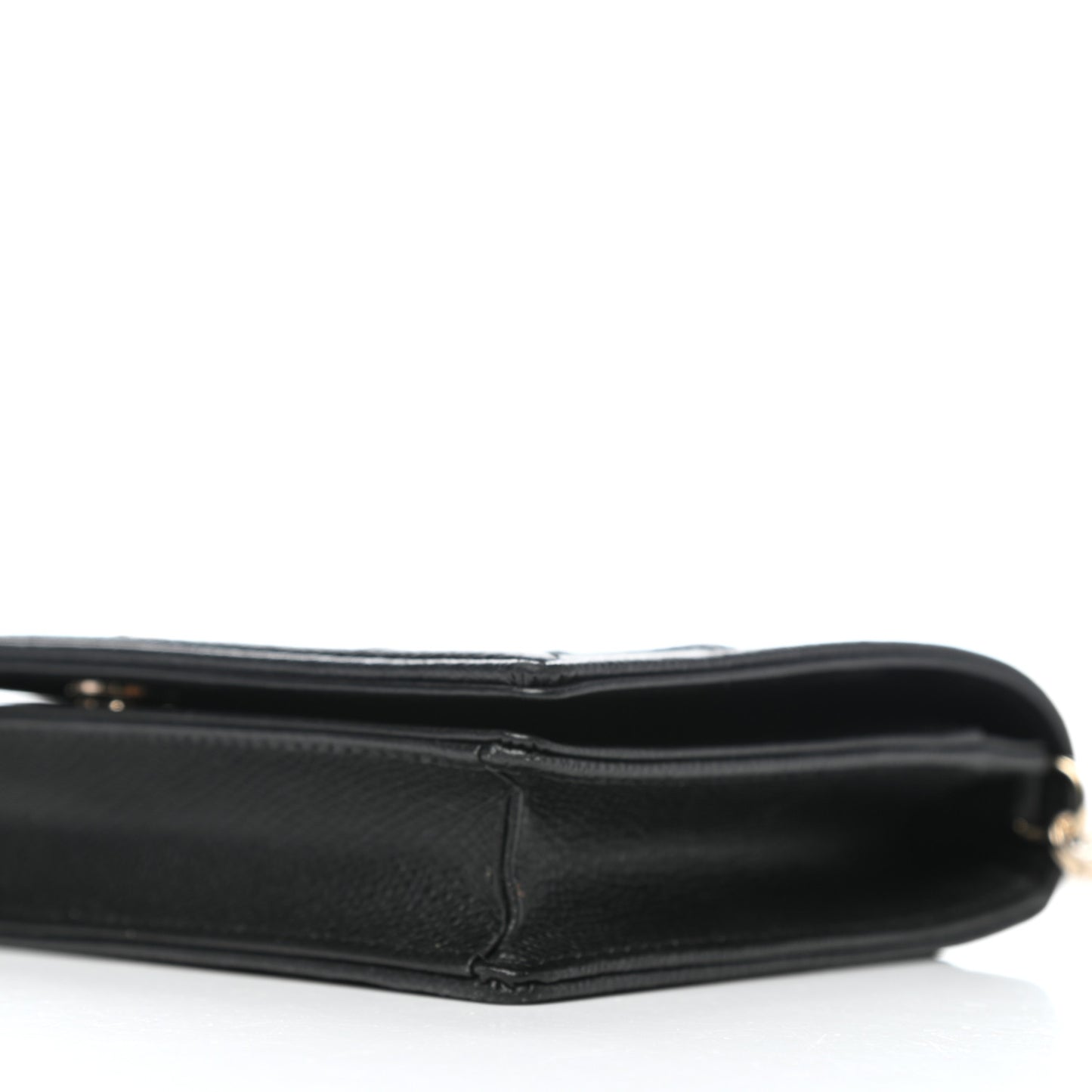 Grained Calfskin Diorama Wallet on Chain Pouch Black