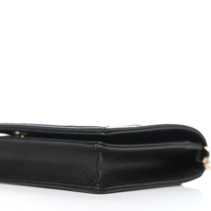 Christian Dior Grained Calfskin Diorama Wallet on Chain Pouch Black 10 of 12
