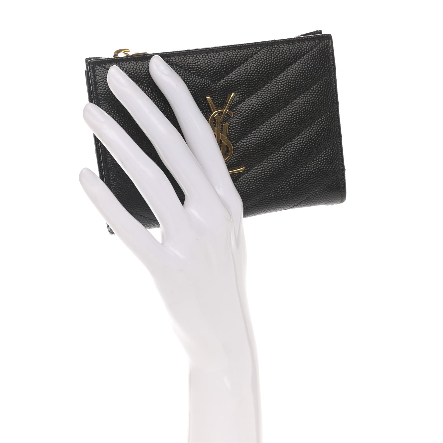Grain De Poudre Matelasse Chevron Monogram Zipped Card Case Black