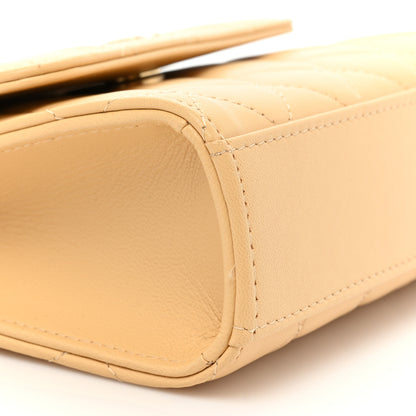 Chanel Lambskin Pearl Enamel Quilted Pearly Girl Handle Flap Clutch With Chain Beige 9 of 10