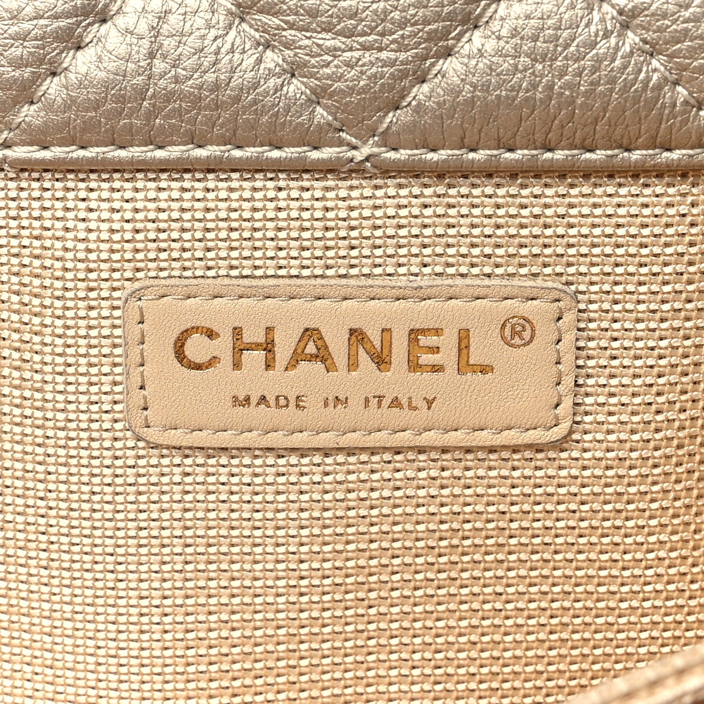 Metallic Calfskin Quilted XXL Travel Flap Bag Gold