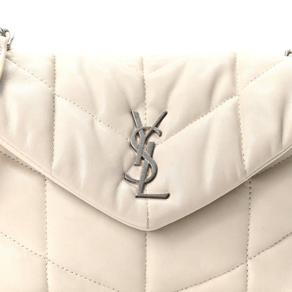 Saint Laurent Lambskin Quilted Toy Loulou Puffer Monogram Chain Satchel Crema Soft 7 of 9