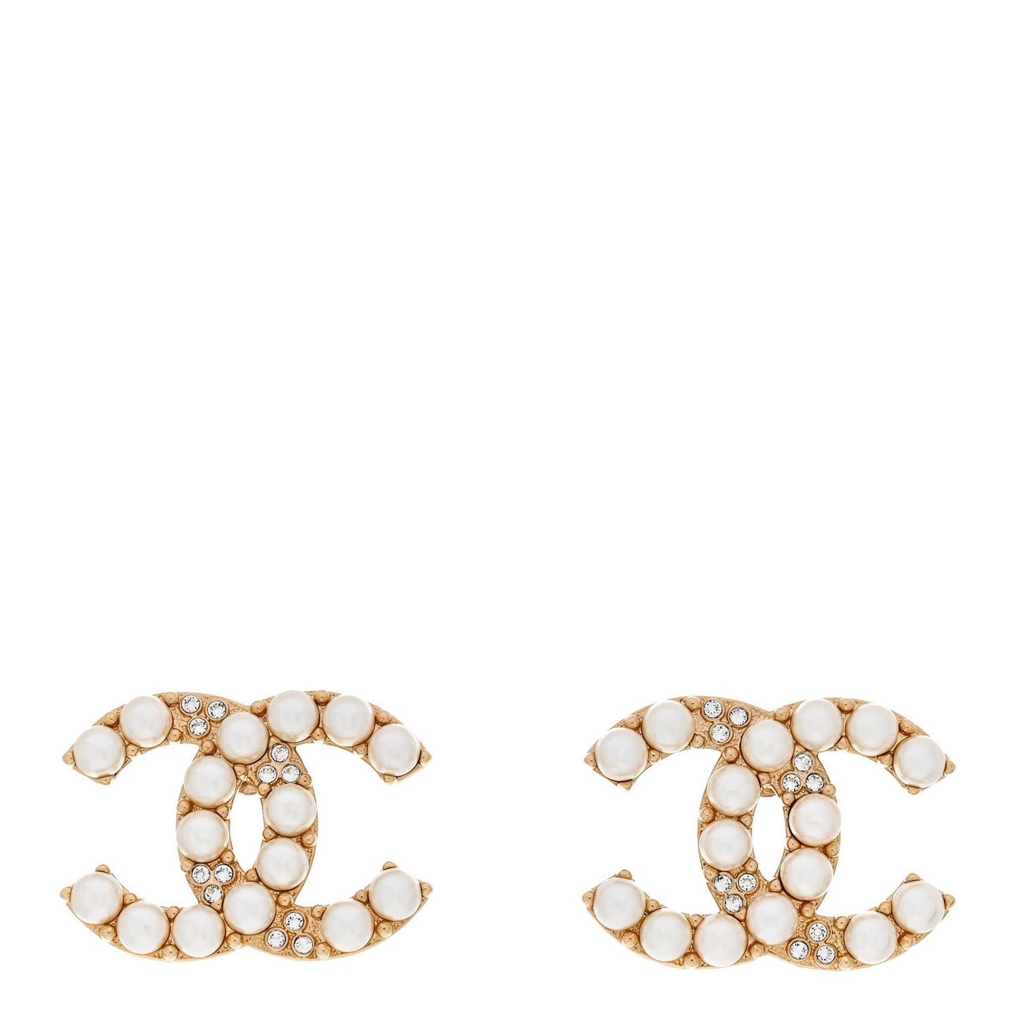 Crystal Pearl CC Clip On Earrings Gold