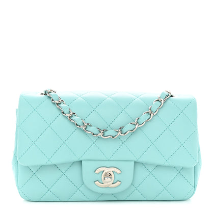 Chanel Lambskin Quilted Mini Rectangular Flap Light Blue 1 of 9