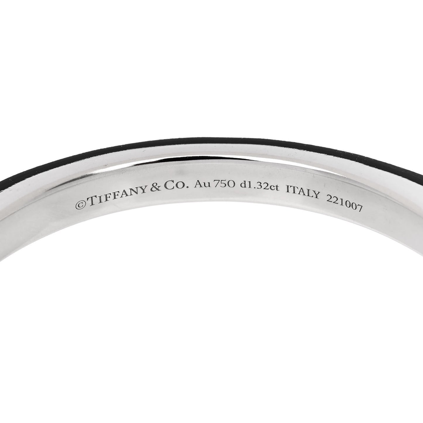 18K White Gold Diamond Tiffany Lock Half Pave Bangle Bracelet