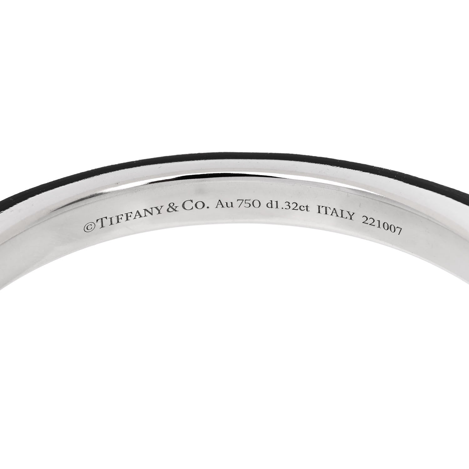 Tiffany 18K White Gold Diamond Tiffany Lock Half Pave Bangle Bracelet 3 of 4
