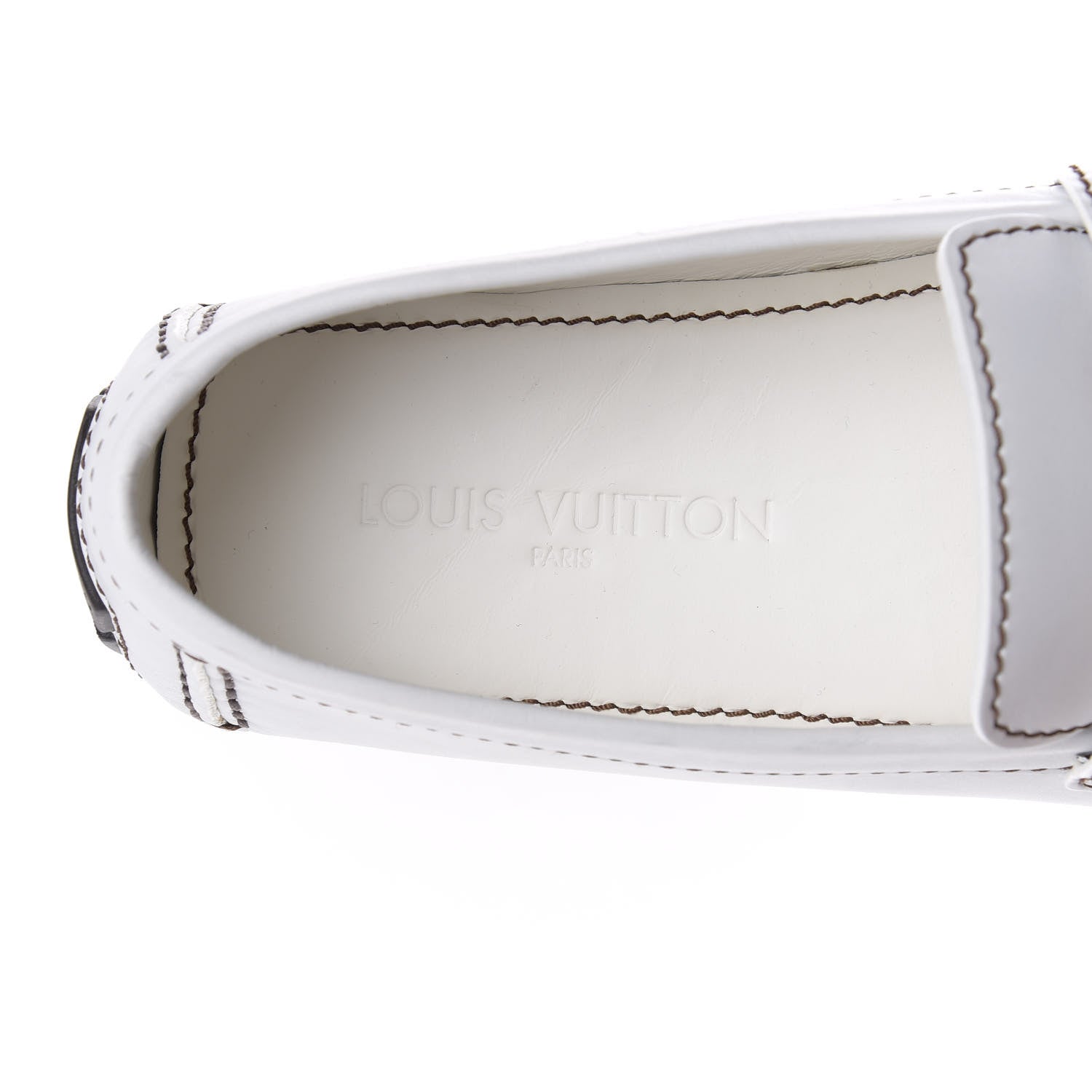Louis Vuitton Calfskin Mens Monte Carlo Car Shoe Moccasin Loafers 10 White 9 of 11