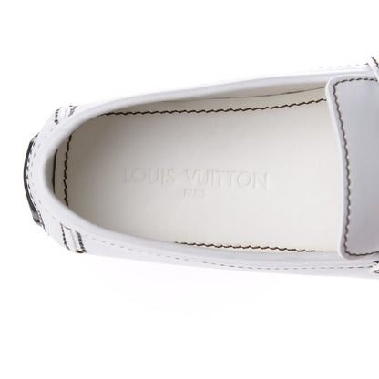 Louis Vuitton Calfskin Mens Monte Carlo Car Shoe Moccasin Loafers 10 White 9 of 11