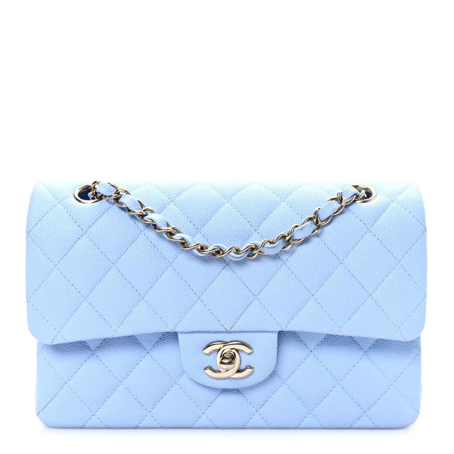 Chanel Caviar Quilted Small Double Flap Light Blue 1 of 10
