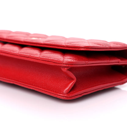 Chanel Caviar Quilted Wallet On Chain WOC Red 10 of 11