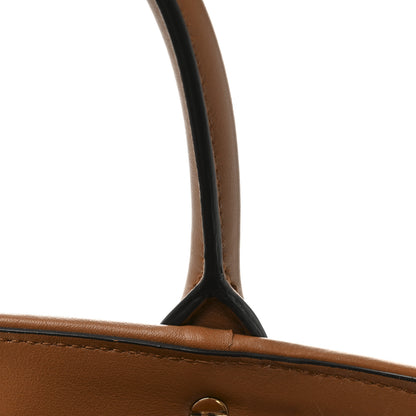 Salvatore Ferragamo Woven Calfskin Medium Studio Top Handle Bag Tan Black 12 of 12