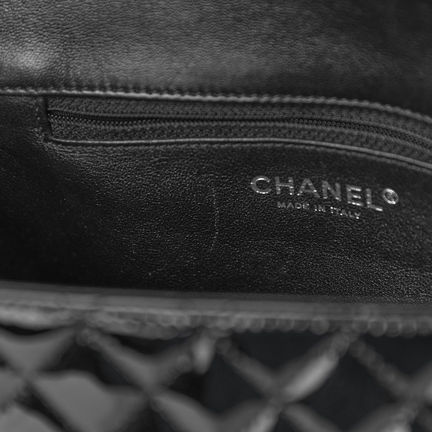 Chanel Lambskin Patent Classic Twist Crescent Flap Bag Black 10 of 12