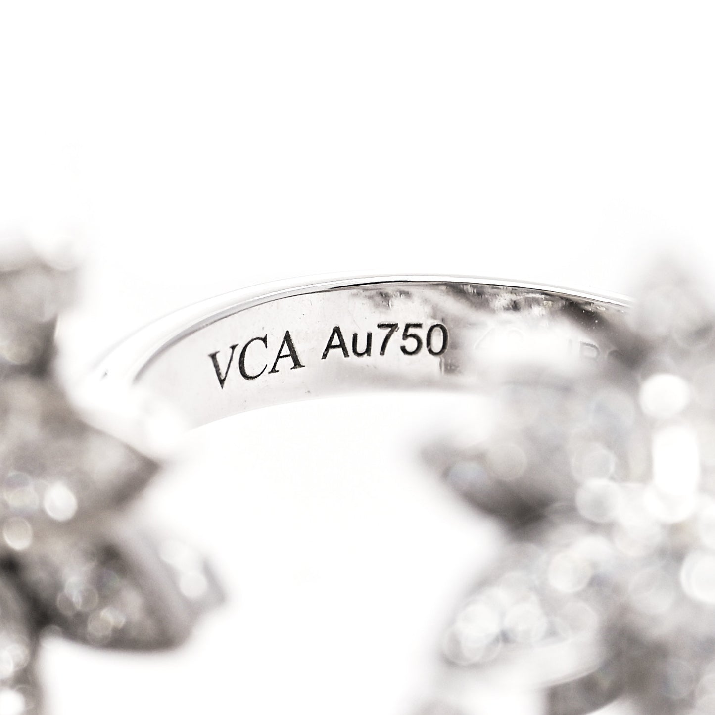 18K White Gold Diamond Lotus Between The Finger 4 Flowers Ring 48 4.5
