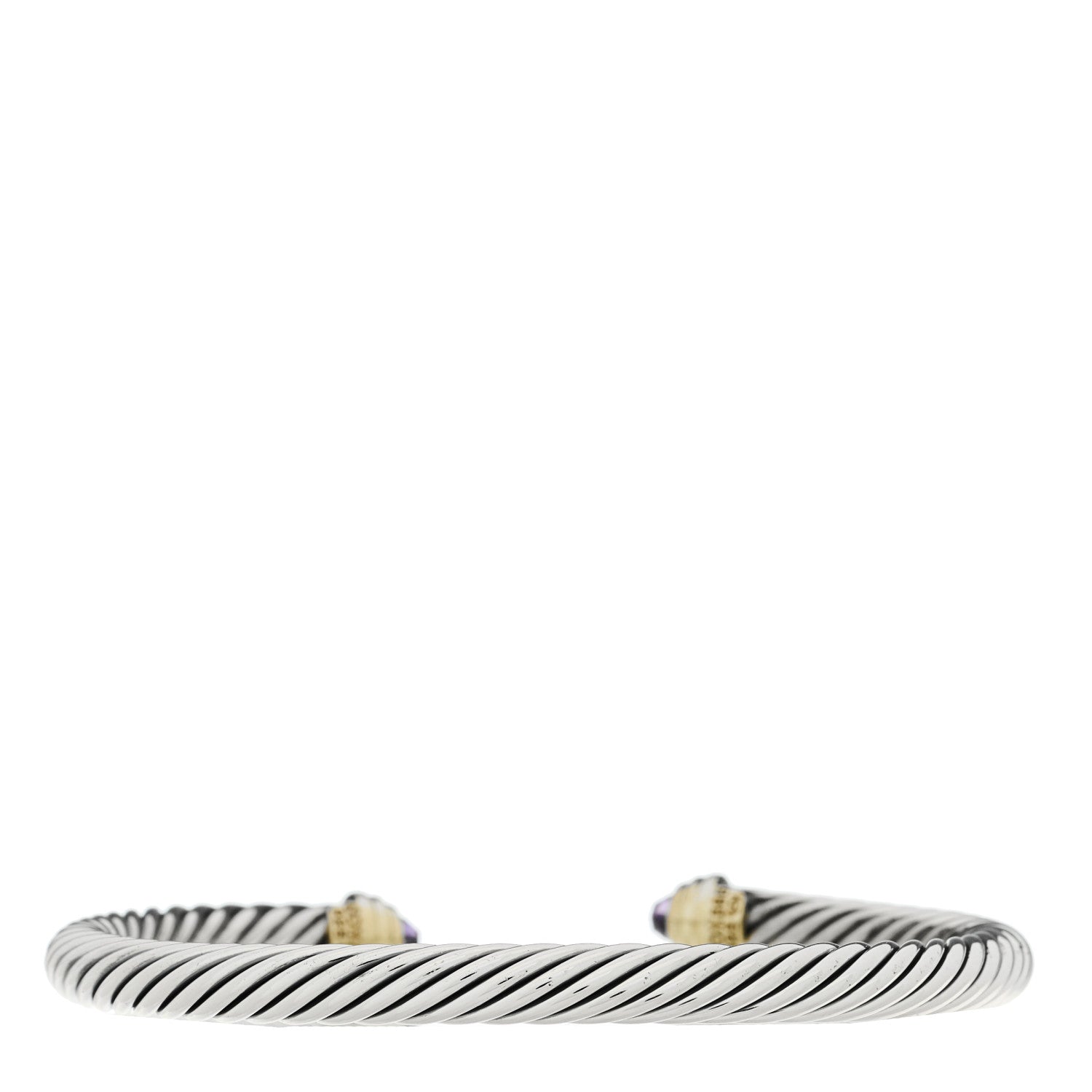 David Yurman Sterling Silver 14K Yellow Gold Amethyst 4mm Cable Kids Bracelet 2 of 3