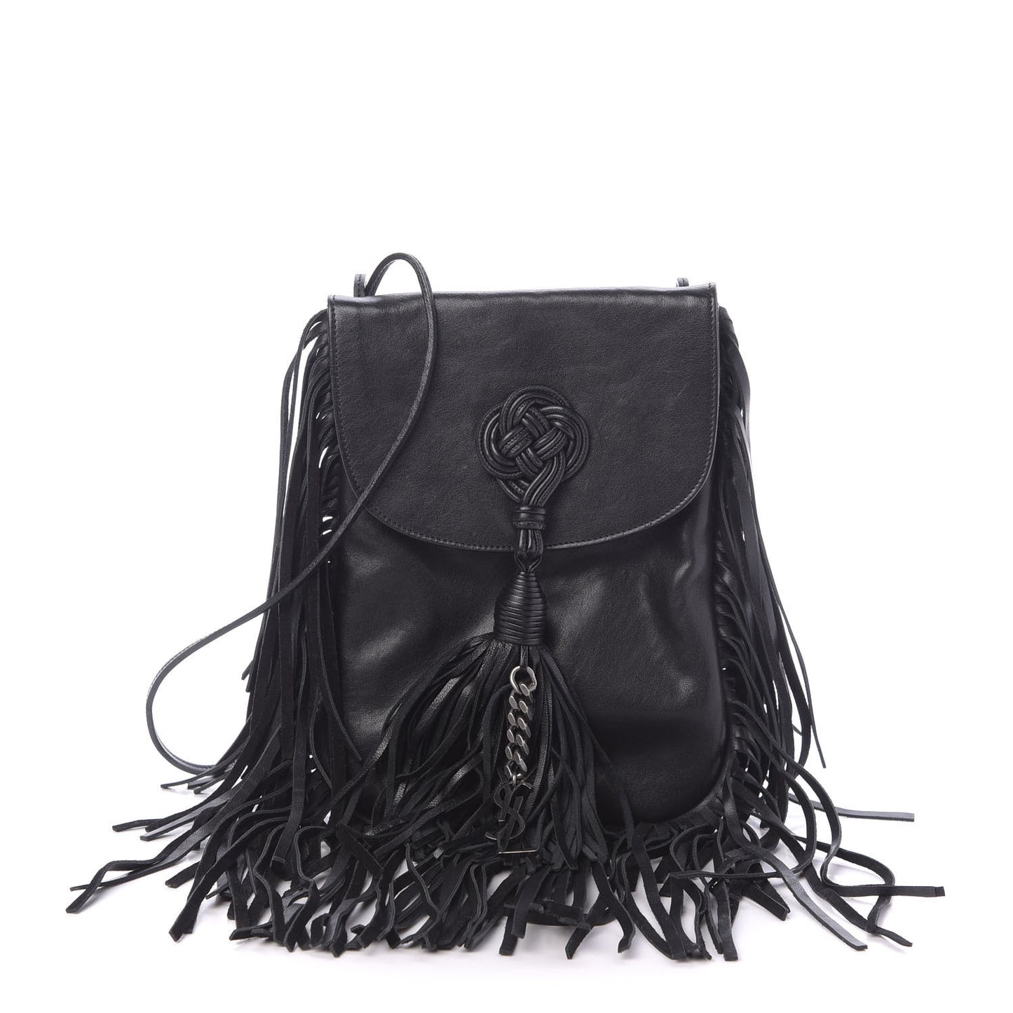 Lambskin Fringe Small Anita Crossbody Bag Black