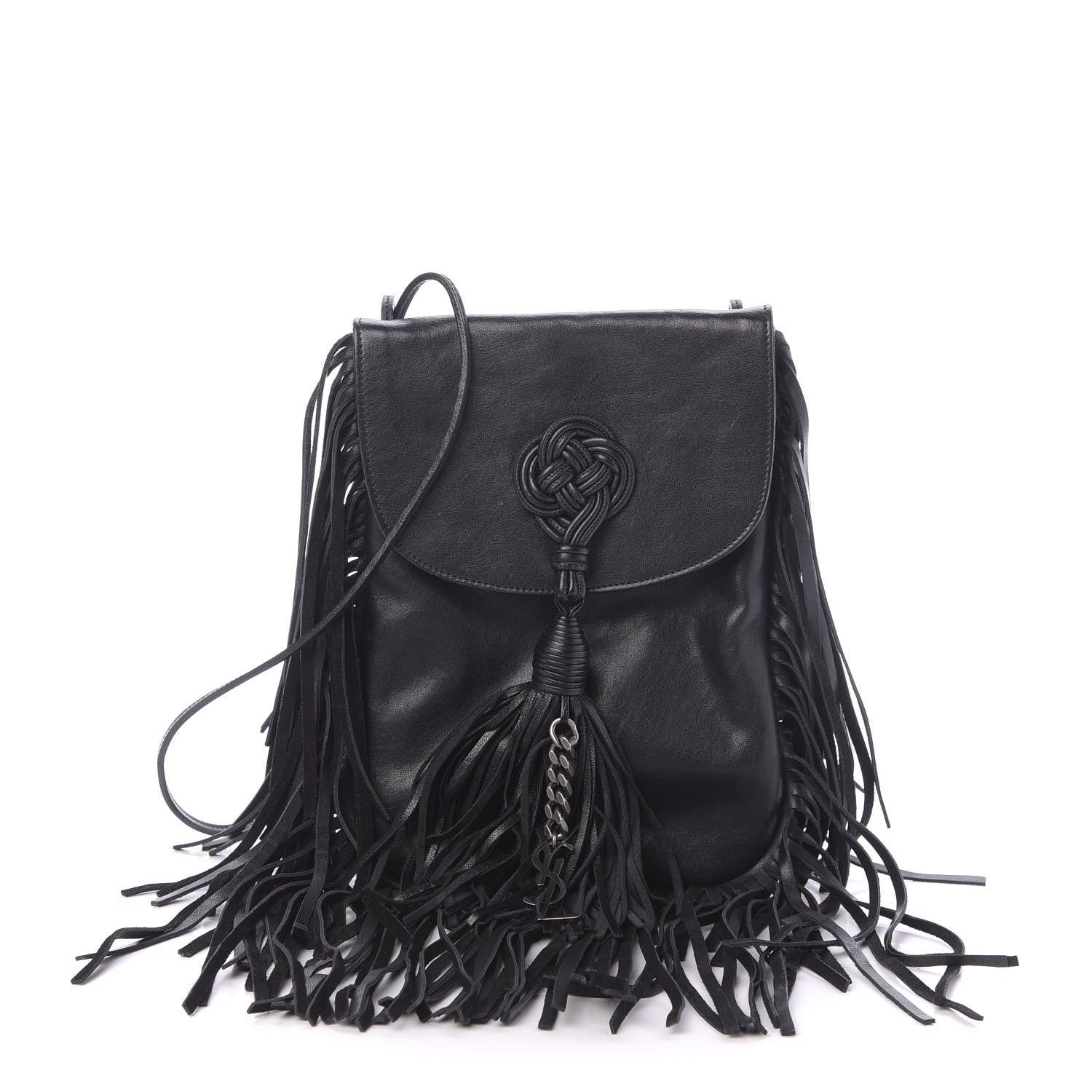 Saint Laurent Lambskin Fringe Small Anita Crossbody Bag Black 1 of 11