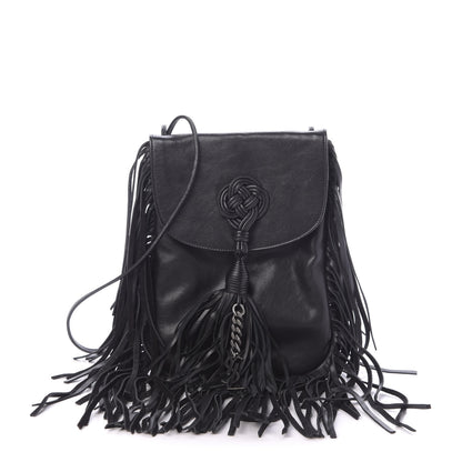 Saint Laurent Lambskin Fringe Small Anita Crossbody Bag Black 1 of 11