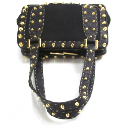Fendi Canvas Calfskin Romano Selleria Studded Tote Black 4 of 9