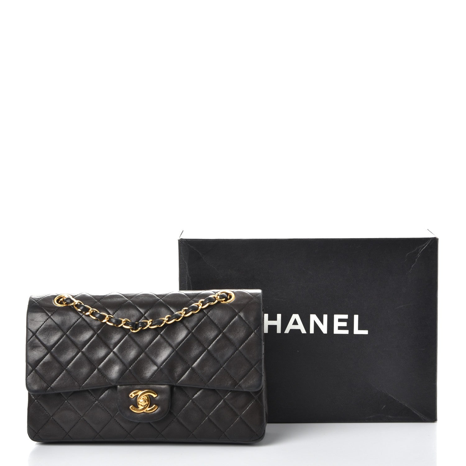 Chanel Lambskin Quilted Medium Double Flap Black 10 of 10