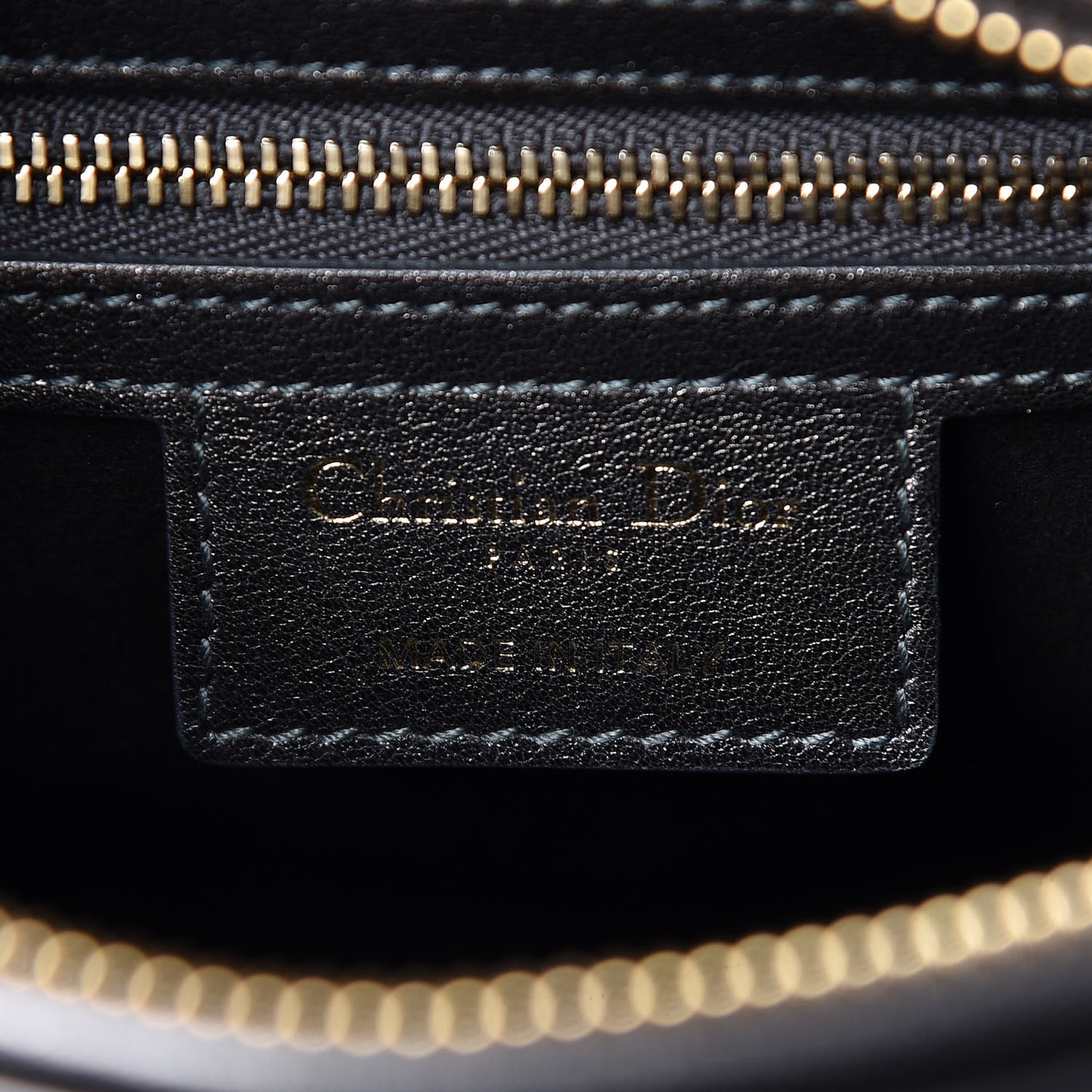 Metallic Lambskin Cannage Medium Lady Dior Gunmetal