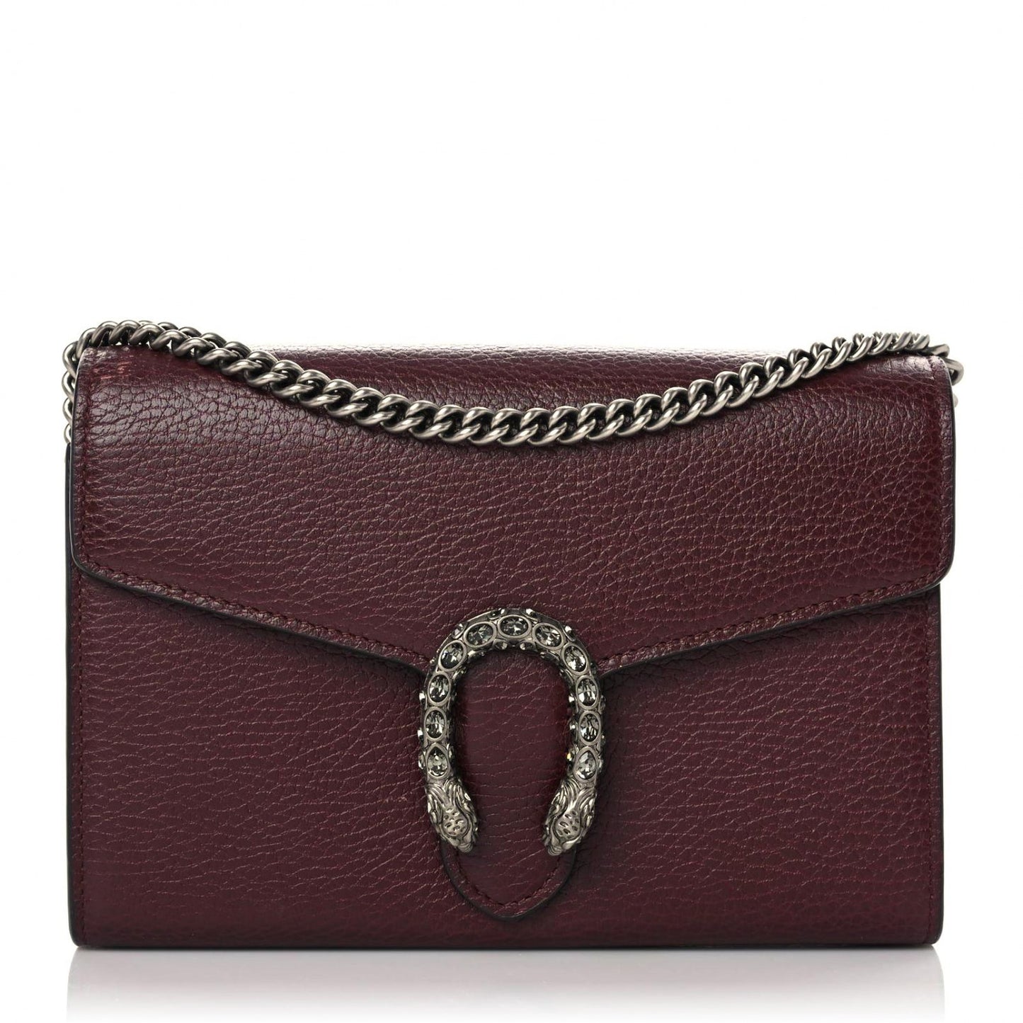 Dollar Calfskin Crystal Mini Dionysus Chain Wallet Vintage Bordeaux