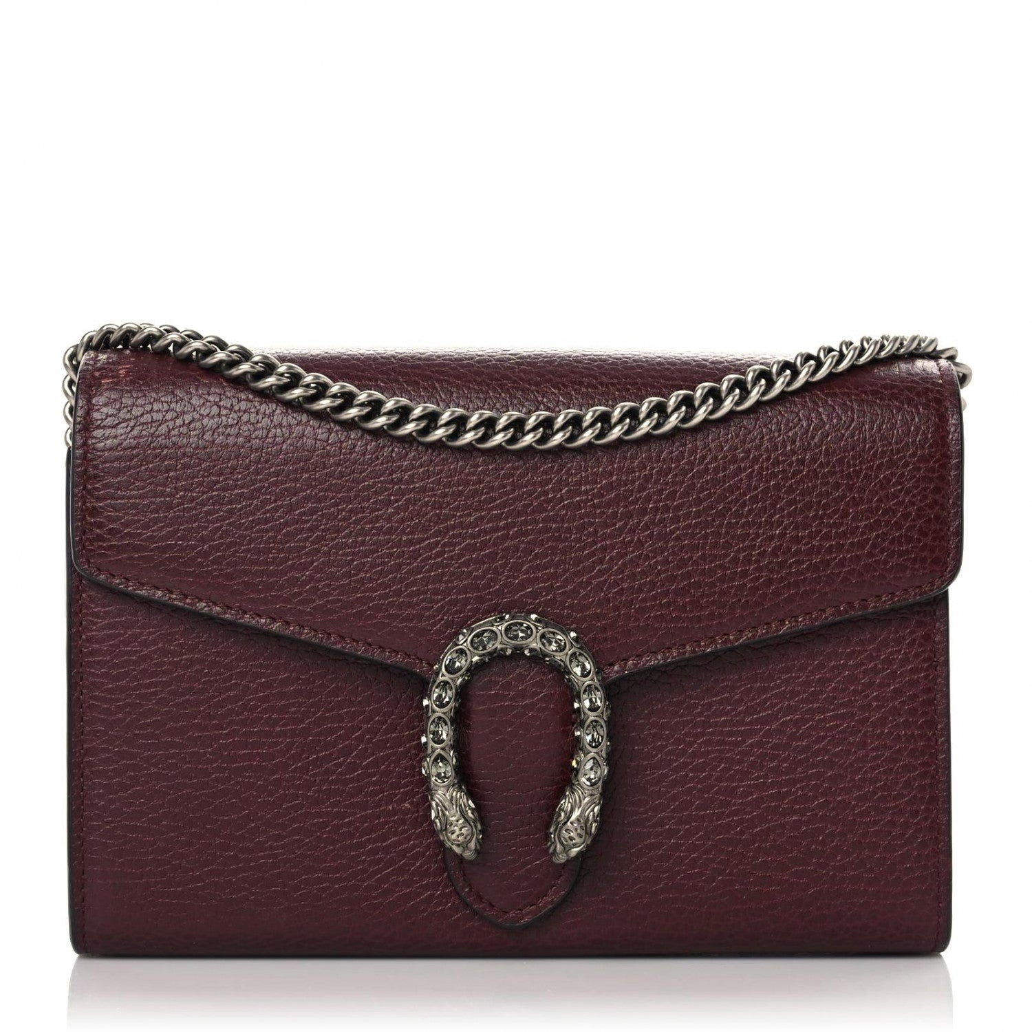 Gucci Dollar Calfskin Crystal Mini Dionysus Chain Wallet Vintage Bordeaux 1 of 14