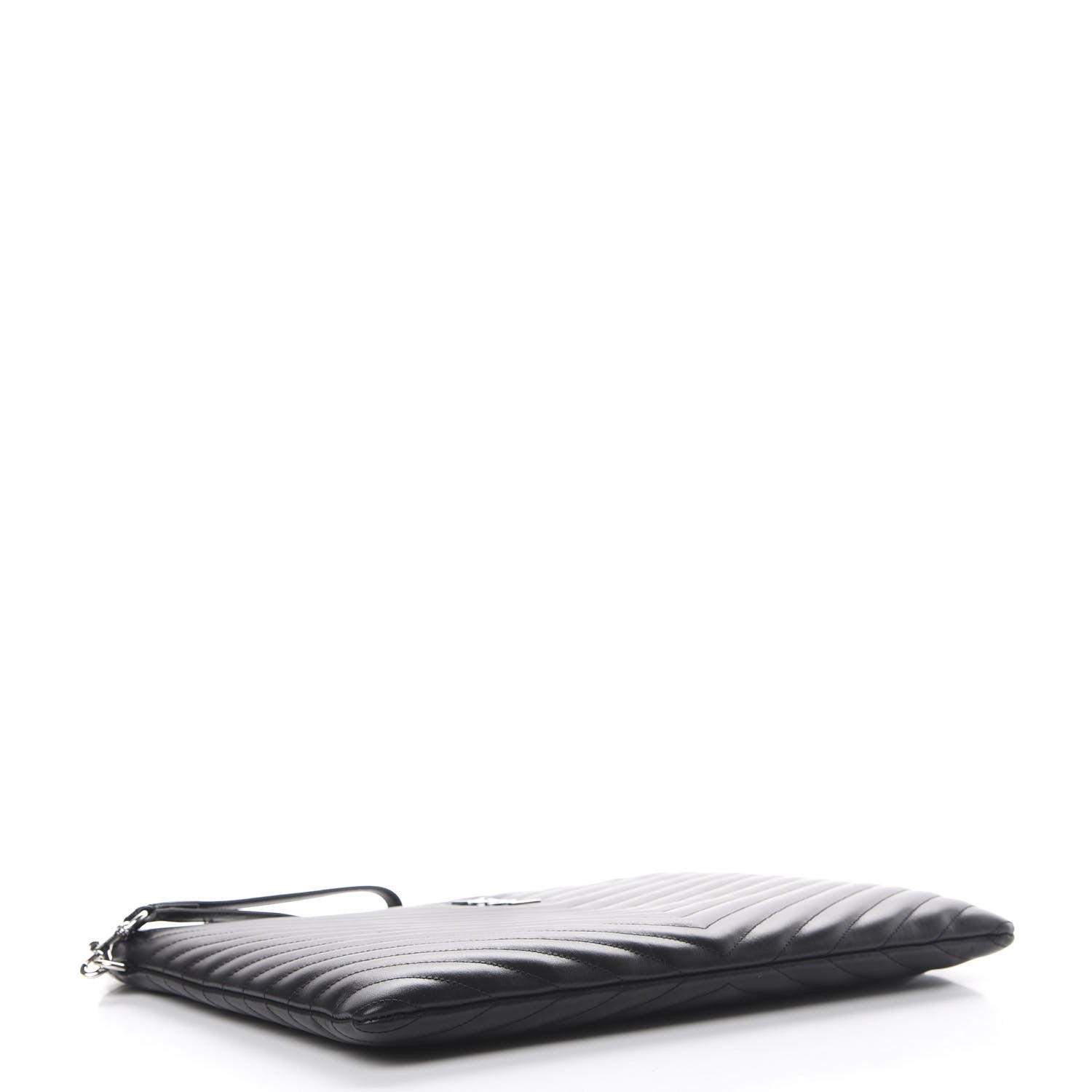 Saint Laurent Calfskin Matelasse Chevron Monogram Document Holder Black 3 of 7