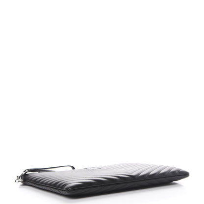 Saint Laurent Calfskin Matelasse Chevron Monogram Document Holder Black 3 of 7