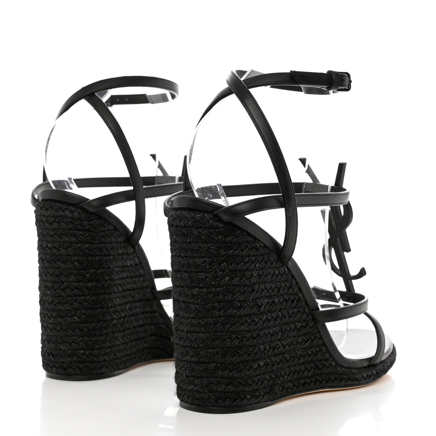 Saint Laurent Calfskin Cassandra Espadrille 105 Wedges 42 Black 4 of 10