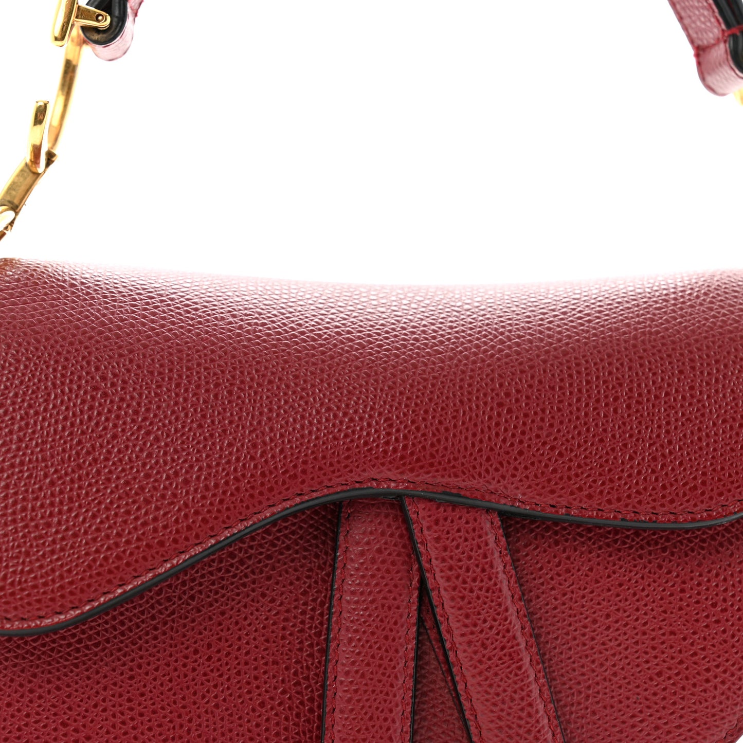 Grained Calfskin Mini Saddle Bag Red
