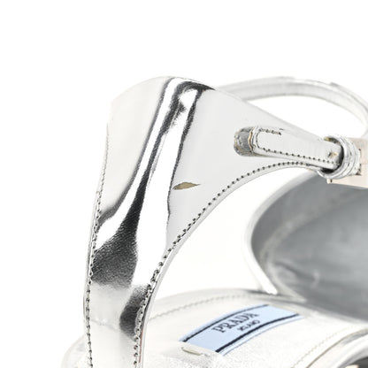Prada Metallic Calfskin Pointed Toe Pumps 41 Argento 9 of 10