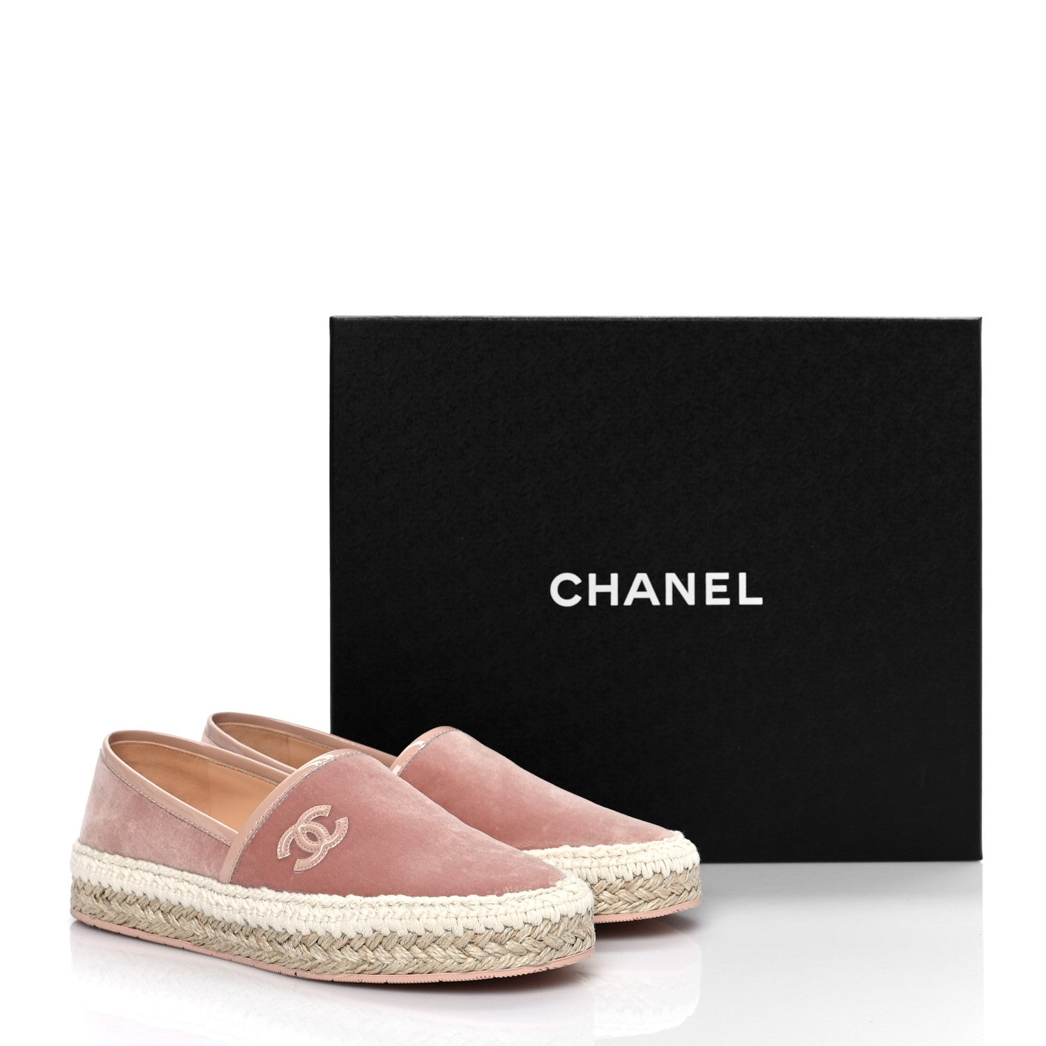 Chanel Velvet Patent CC Espadrilles 36 Pink 10 of 10