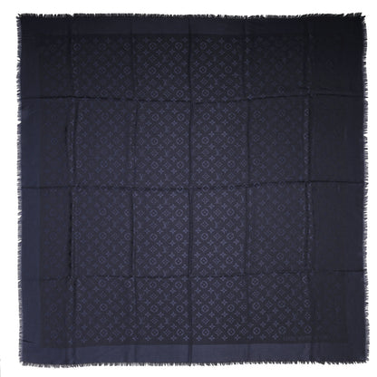 Louis Vuitton Wool Silk Monogram Shawl Night Blue 3 of 5