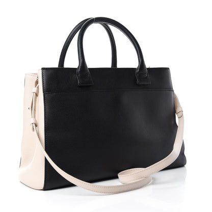 Chanel Grained Calfskin Small Bi-Color Neo Executive Shopper Tote Black Beige 3 of 10