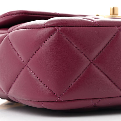 Chanel Lambskin Enamel Pearl Quilted Mini Charm Me Square Flap Dark Purple 9 of 13
