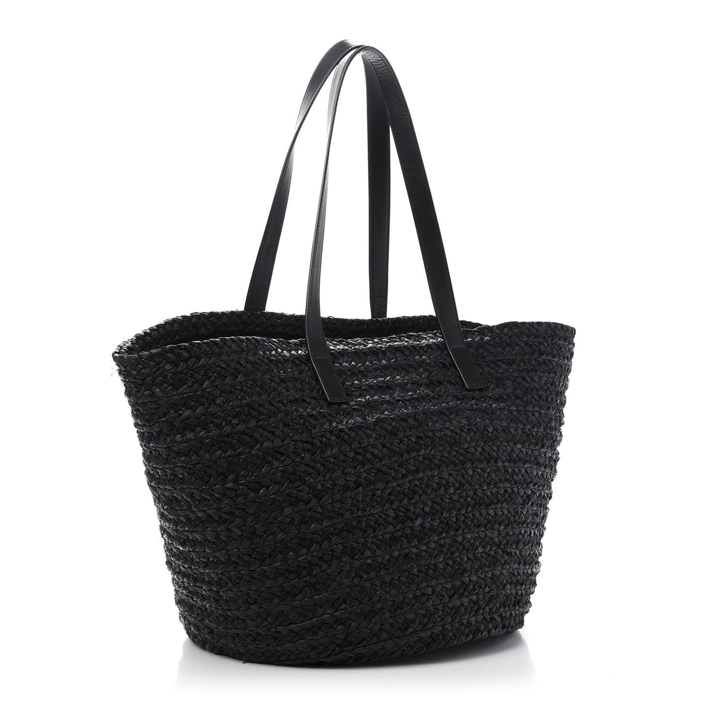 Raffia Medium Panier Bag Black