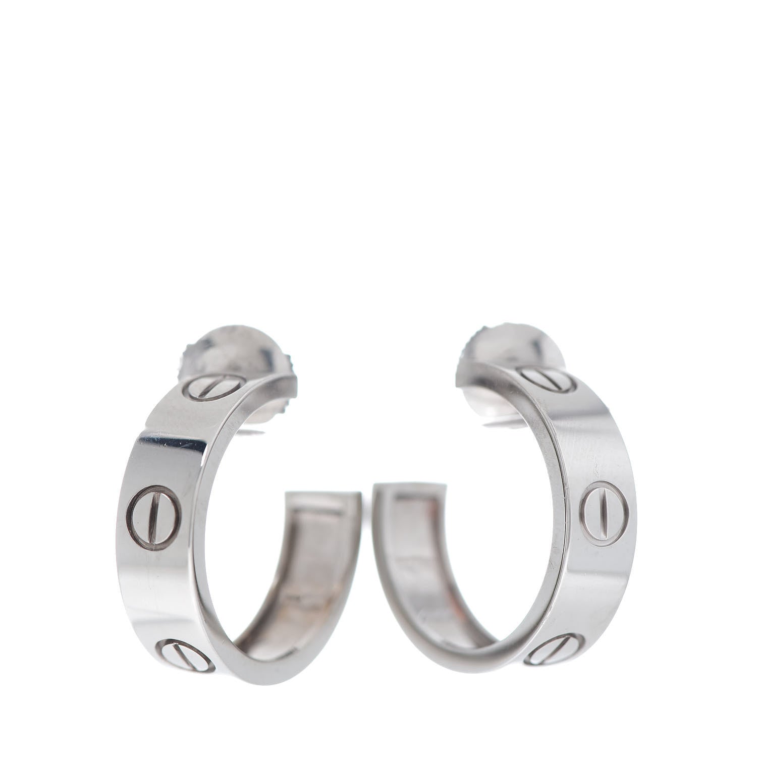 Cartier 18K White Gold 5.5mm LOVE Hoop Earrings 1 of 5