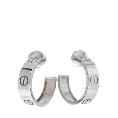 Cartier 18K White Gold 5.5mm LOVE Hoop Earrings 1 of 5