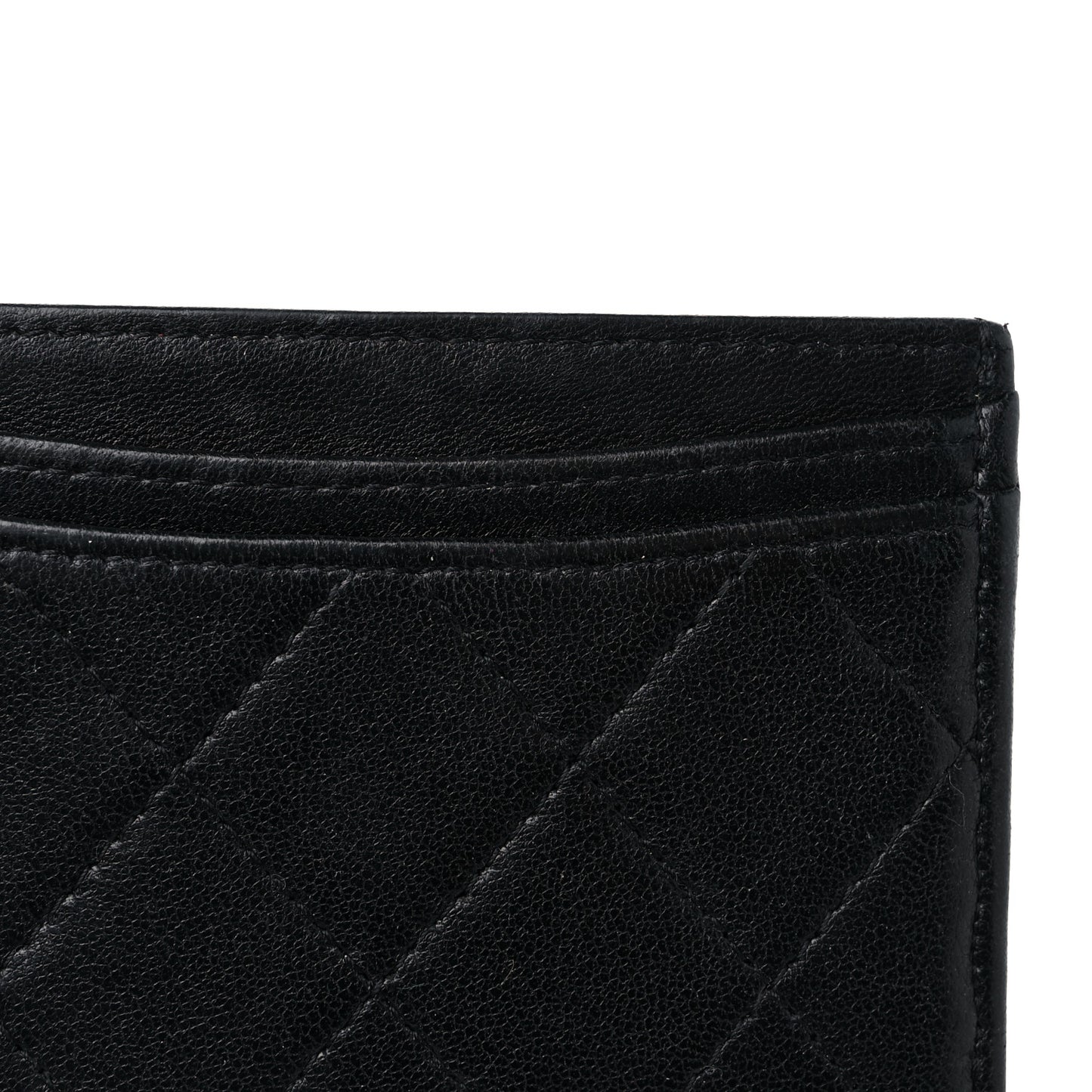 Lambskin Quilted Card Holder Black